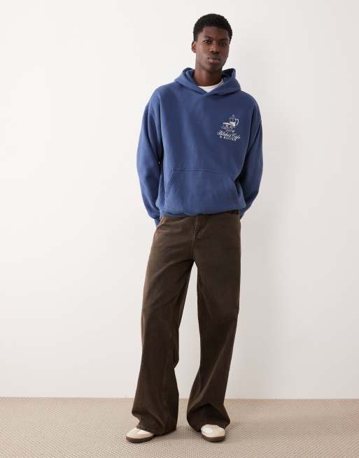 Abercrombie & Fitch - Sweat à capuche avec imprimé café - Bleu marine, 2 de 5
