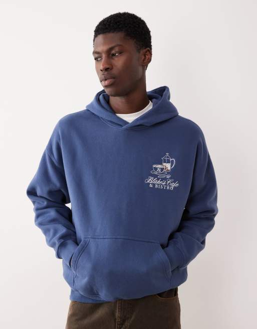 Abercrombie & Fitch - Sweat à capuche avec imprimé café - Bleu marine, 3 de 5