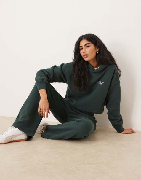 Abercrombie & Fitch - Sweat à capuche d'ensemble avec logo sur le devant - Vert - view 1