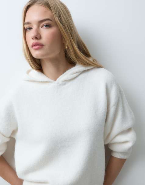 Abercrombie & Fitch sweat à capuche en maille douce couleur crème - view 1