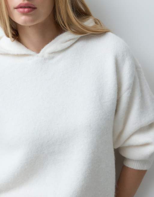 Abercrombie & Fitch sweat à capuche en maille douce couleur crème, 4 de 5