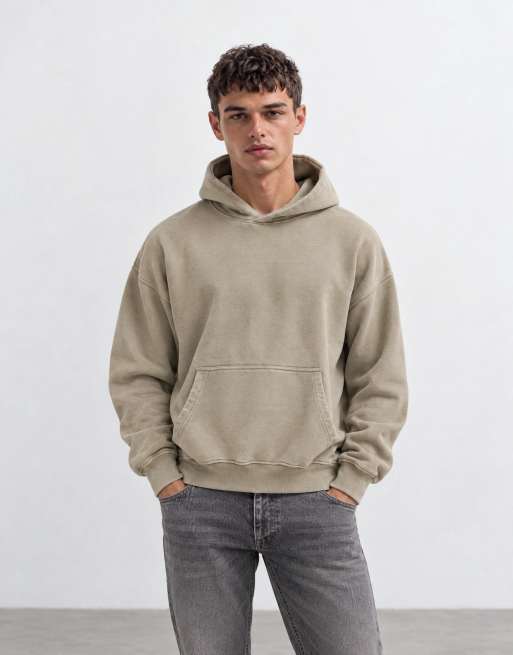 Abercrombie & Fitch sweat à capuche essentiel taupe délavé, 10 de 10