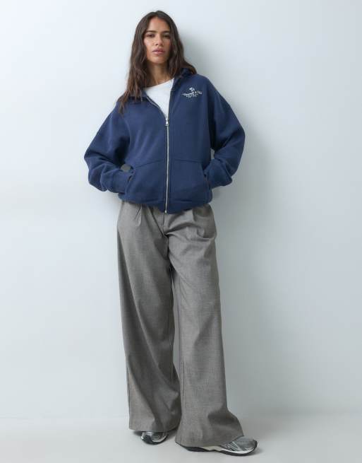 Abercrombie & Fitch sweat à capuche zippé avec logo poitrine bleu marine, 2 de 9