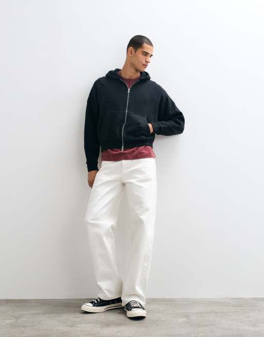 Abercrombie & Fitch sweat à capuche zippé essentiel noir, 2 de 5