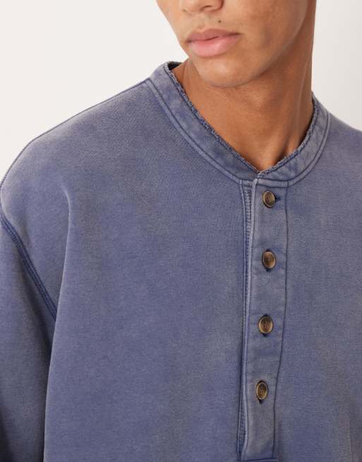 Abercrombie & Fitch - Sweat à col boutonné - Indigo délavé, 5 de 5