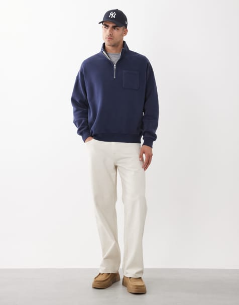 Abercrombie & Fitch - Sweat à col zippé et poche brodée - Bleu marine - view 1