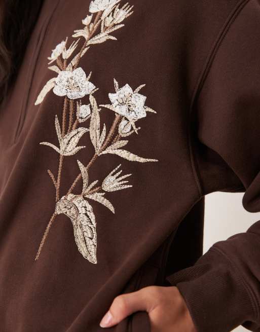 Abercrombie & Fitch - Sweat à motif et col zippé - Marron, 4 de 4
