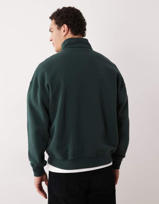 Abercrombie & Fitch - Sweat avec col zippé et logo emblématique - Vert, 3 de 5