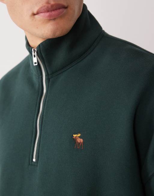 Abercrombie & Fitch - Sweat avec col zippé et logo emblématique - Vert, 5 de 5