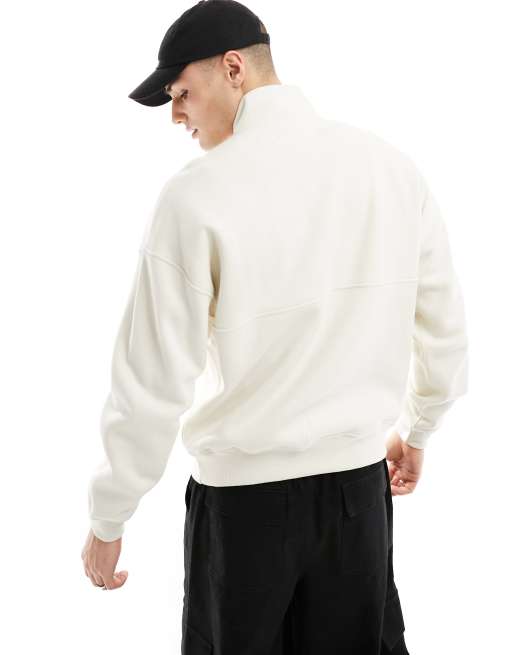 Abercrombie & Fitch - Sweat de qualité supérieure à demi-fermeture éclair - Crème, 4 de 4