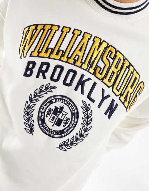 Abercrombie & Fitch - Sweat oversize avec broderie Williamsburg style universitaire - Blanc, 2 de 4