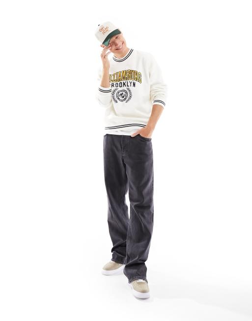 Abercrombie & Fitch - Sweat oversize avec broderie Williamsburg style universitaire - Blanc, 3 de 4