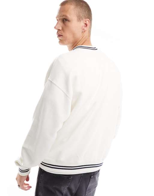 Abercrombie & Fitch - Sweat oversize avec broderie Williamsburg style universitaire - Blanc, 4 de 4