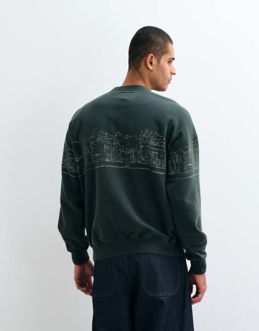 Abercrombie & Fitch sweat-shirt à col rond graphique vert délavé, 3 de 5
