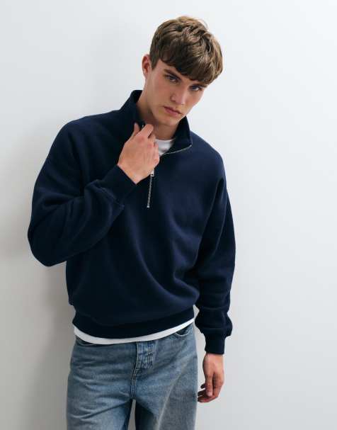 Abercrombie & Fitch sweat-shirt essentiel à demi-zip bleu marine - view 1