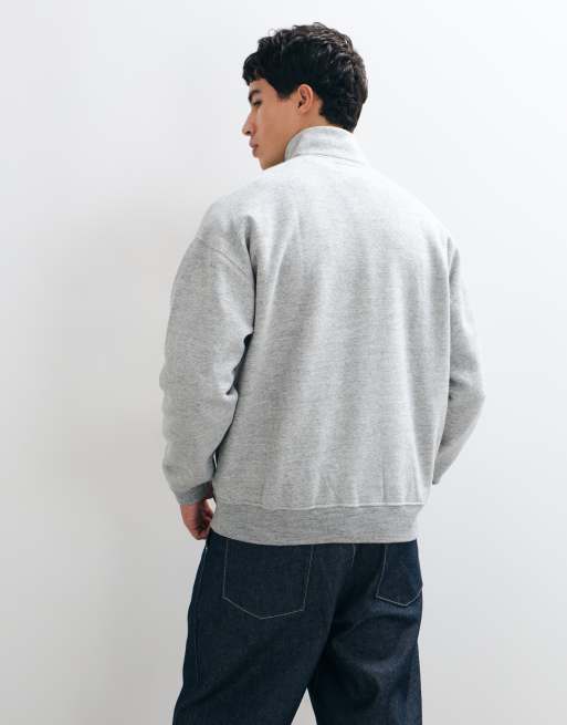 Abercrombie & Fitch sweat-shirt essentiel zippé 1/4 gris, 4 de 5