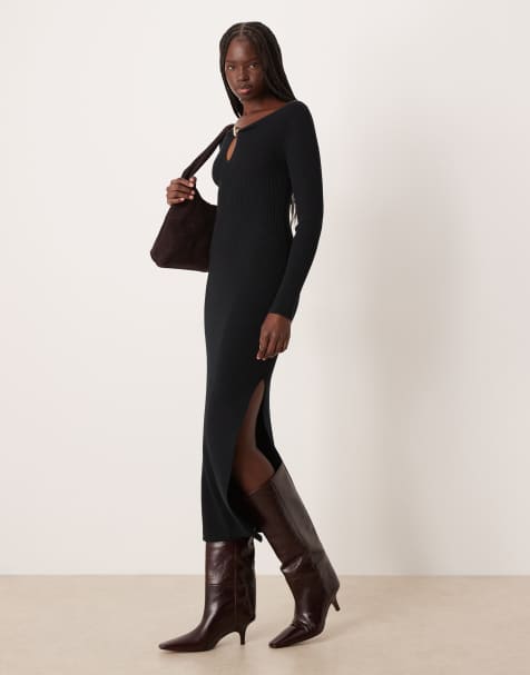 Abercrombie & Fitch - Sweaterjurk met lange mouwen en hardware in zwart - view 1