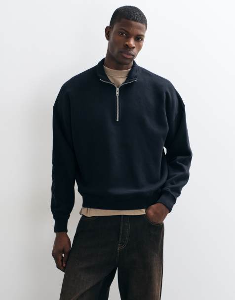 Abercrombie & Fitch sweatshirt essentiel à zip 1/4 noir - view 1