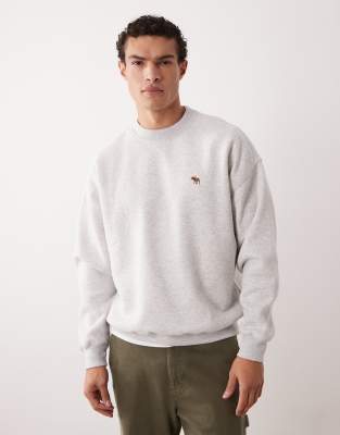 Sweatshirt in Grau meliert mit Markenlogo Grau XS