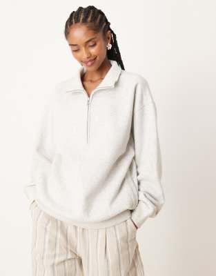 Abercrombie & Fitch - Sweatshirt in Grau mit kurzem Reißverschluss