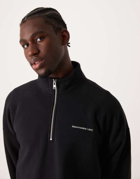 Abercrombie & Fitch – Sweatshirt in Schwarz mit zeitlosem Logo und kurzem Reißverschluss, Kombiteil - view 1