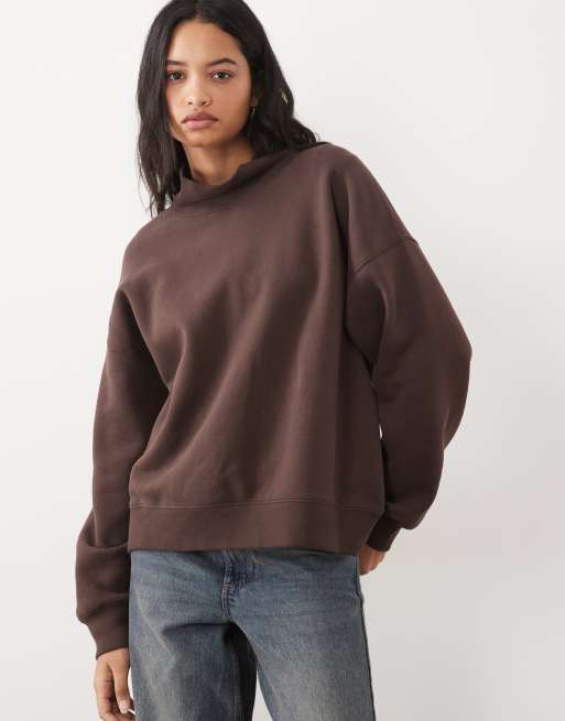 Abercrombie & Fitch sweatshirt med ståkrage i brun, 2 av 4