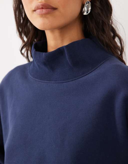 Abercrombie & Fitch sweatshirt med ståkrage i navy, 3 av 4