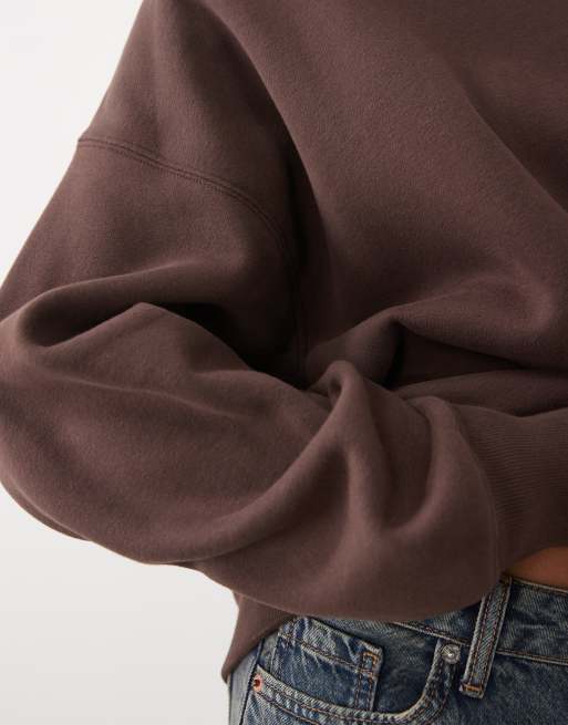 Abercrombie & Fitch sweatshirt med ståkrave i brun, 3 af 4