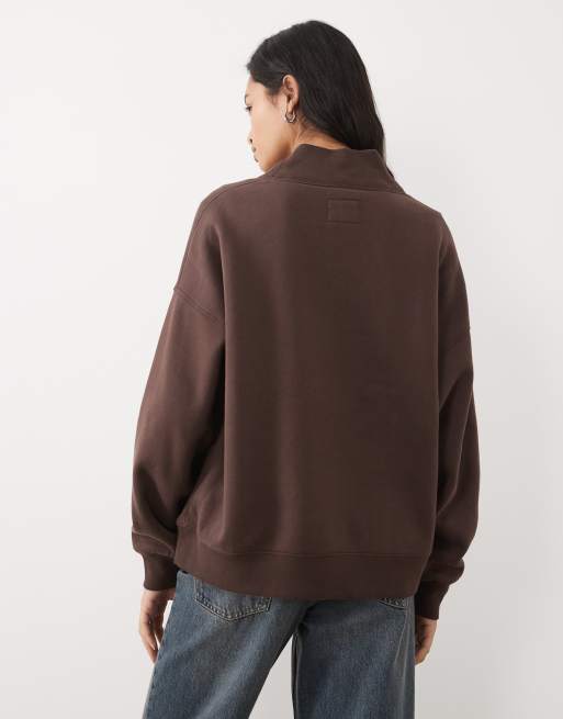 Abercrombie & Fitch sweatshirt med ståkrave i brun, 4 af 4