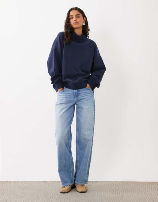 Abercrombie & Fitch sweatshirt med ståkrave i navy, 2 af 4