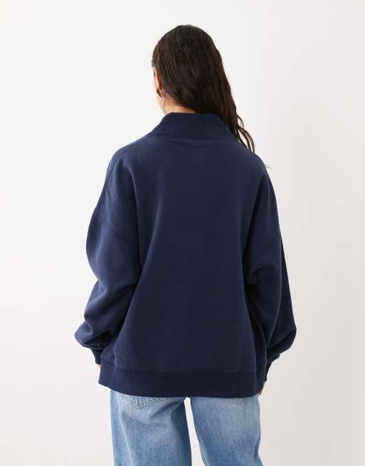 Abercrombie & Fitch sweatshirt med ståkrave i navy, 4 af 4
