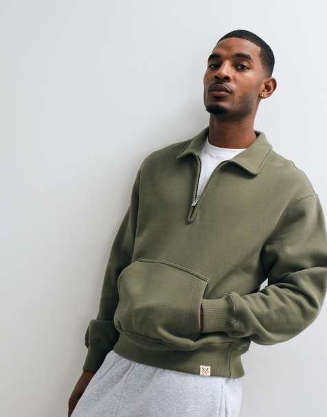 Abercrombie & Fitch sweatshirt met 1/4-rits in kaki - view 1