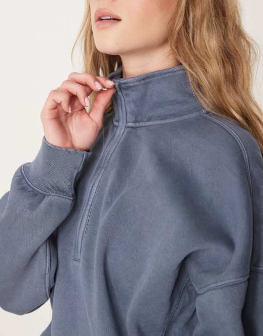 Abercrombie & Fitch - Sweatshirt met korte rits in indigo, 3 van 4