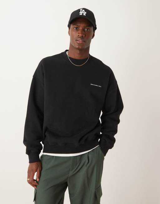 Abercrombie & Fitch - Sweatshirt met tijdloos logo en ronde hals in zwart