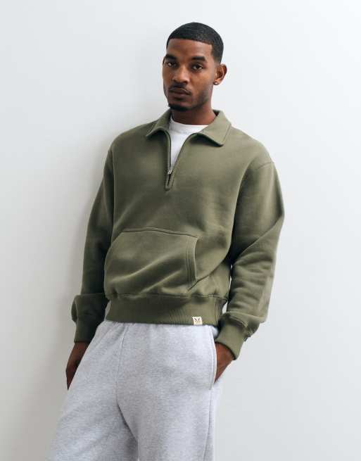 Abercrombie & Fitch Sweatshirt mit 1/4-Reißverschluss in Khaki, 4 von 5