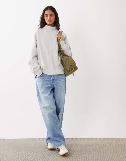 Abercrombie & Fitch Sweatshirt mit Stehkragen in Hellgrau, 2 von 4