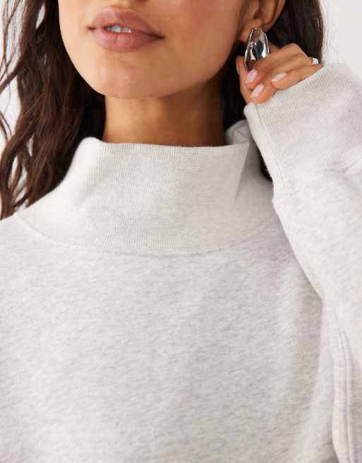 Abercrombie & Fitch Sweatshirt mit Stehkragen in Hellgrau, 3 von 4