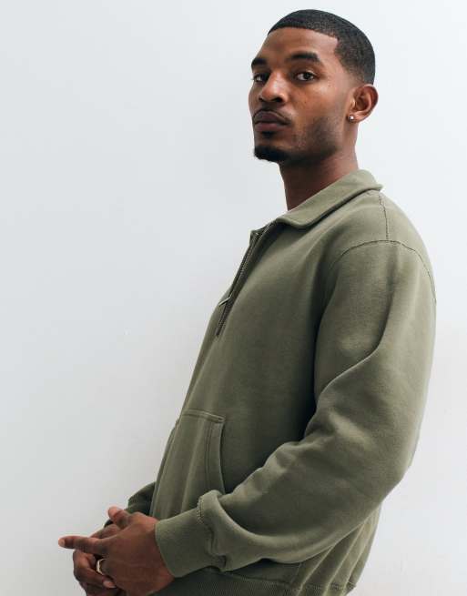 Abercrombie & Fitch sweatshirt zippé 1/4 kaki, 2 de 5