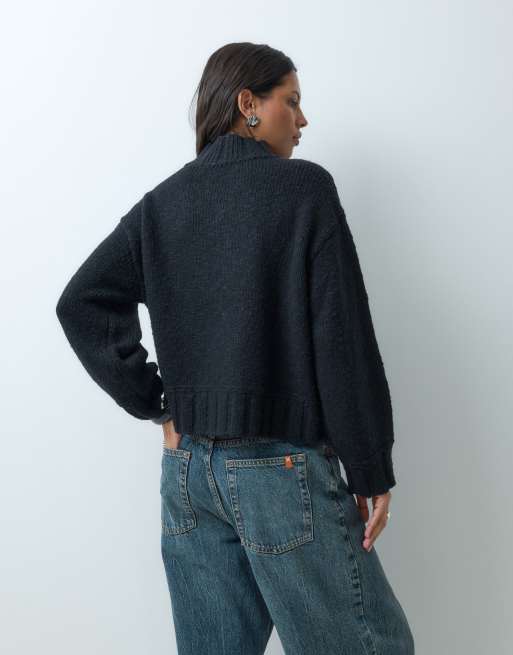 Abercrombie & Fitch sweter oversize z golfem w kolorze czarnym, 4 z 5