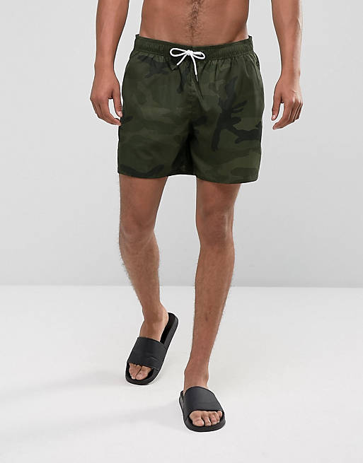Abercrombie & Fitch Swim Shorts Camo Print in Green | ASOS