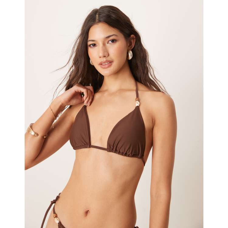 Abercrombie & Fitch swim triangle bikini top with bead
