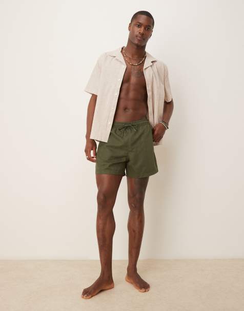Abercrombie & Fitch swimwear 5" shorts in green leaf print - view 1
