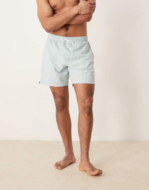 Abercrombie & Fitch swimwear 7"" short in green stripe, 3 of 4