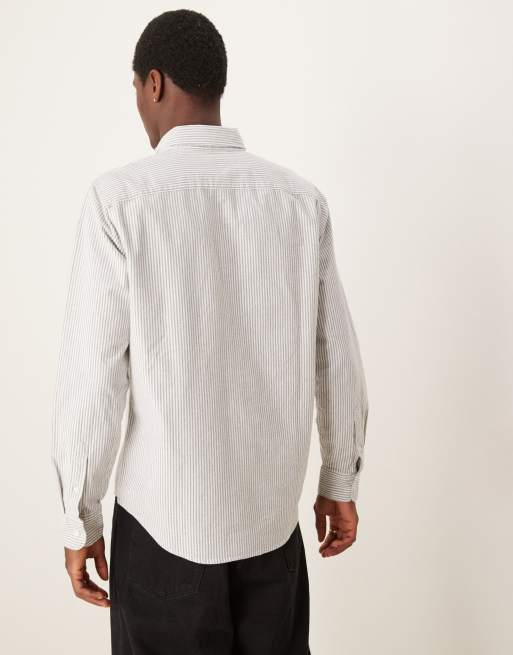 Abercrombie & Fitch – Szara koszula oxford w paski, 3 z 4