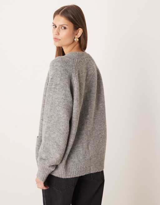 Abercrombie & Fitch – Szary kardigan oversize typu dad, 4 z 4