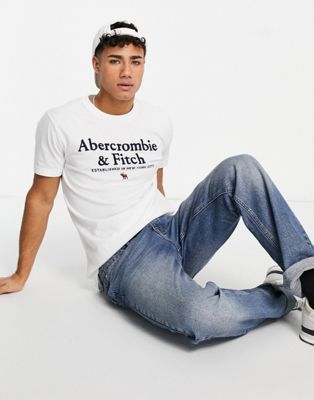 Homme Abercrombie & Fitch - T-shirt à logo - Blanc