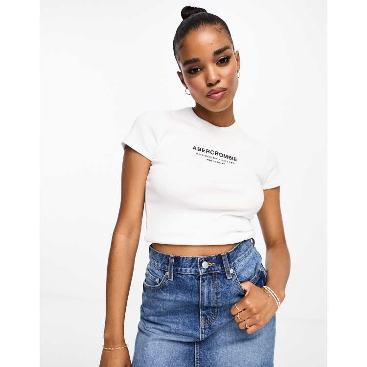 abercrombie white crop top