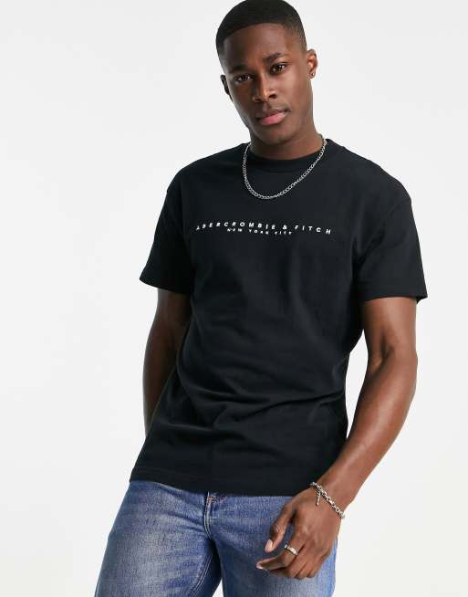 Abercrombie Fitch T shirt avec logo crois sur le devant Noir