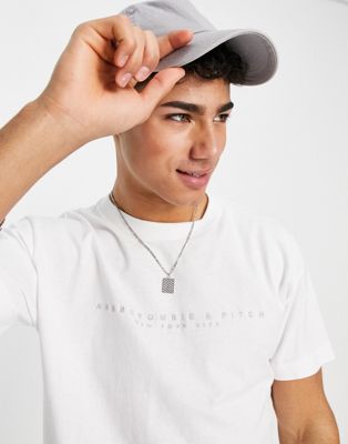 Homme Abercrombie & Fitch - T-shirt avec logo sur le devant - Blanc