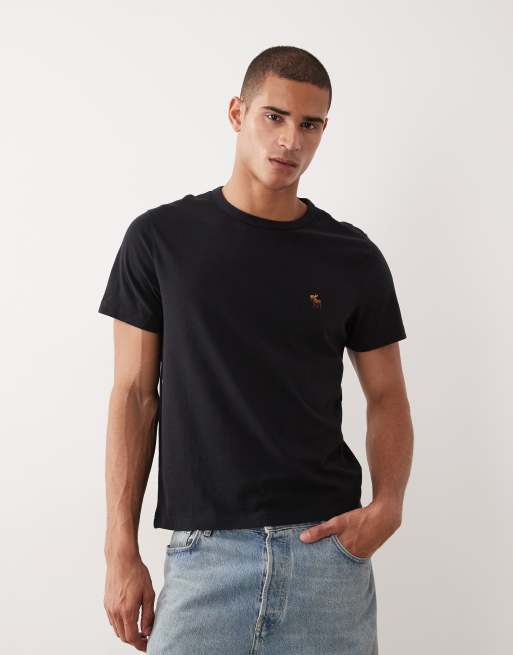 Abercrombie & Fitch - T-shirt basic nera con logo, 2 di 5